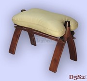  Handmade Leather - Wooden Stool / Footstool