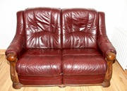 Luxury Wine Leather 2-Seater,  With Luxury Engraving On Both Sides. 
